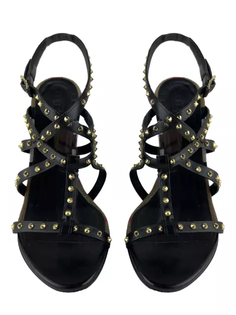 Plataforma Burberry Spikes Couro Preto