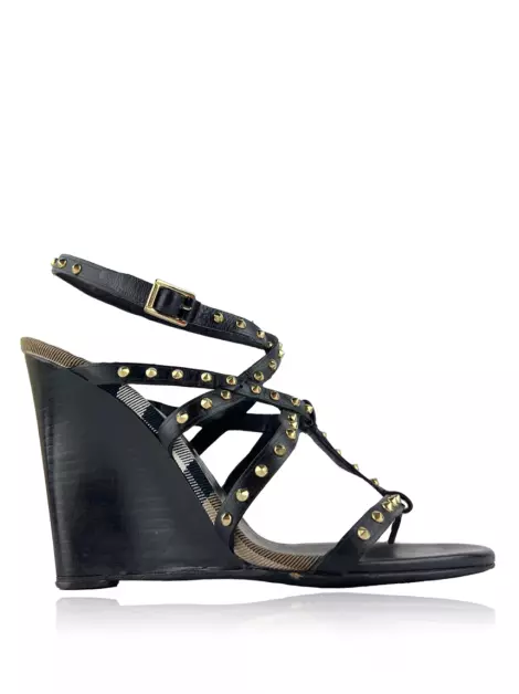 Plataforma Burberry Spikes Couro Preto