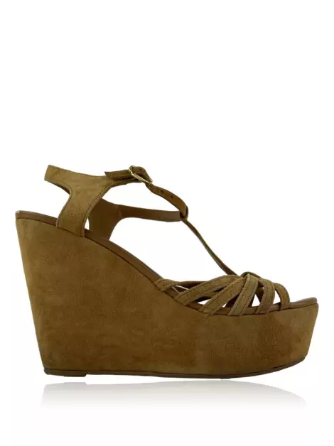 Plataforma Sarah Chofakian Tiras Suede Caramelo