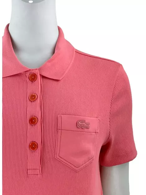Polo Lacoste Canelada Rosa