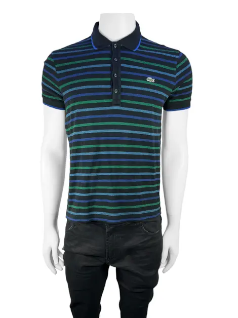 Polo Lacoste Listras Bicolor