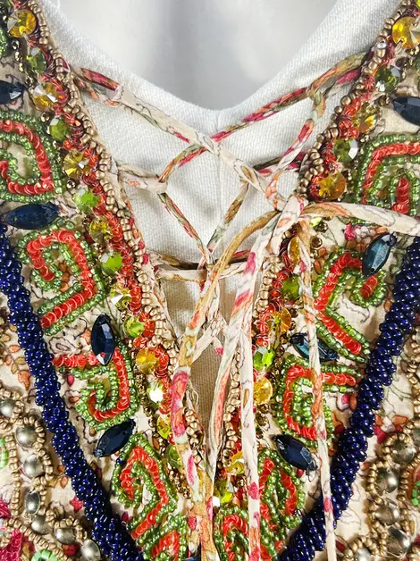 Poncho Mariana Penteado Ibiza Bordado Estampado