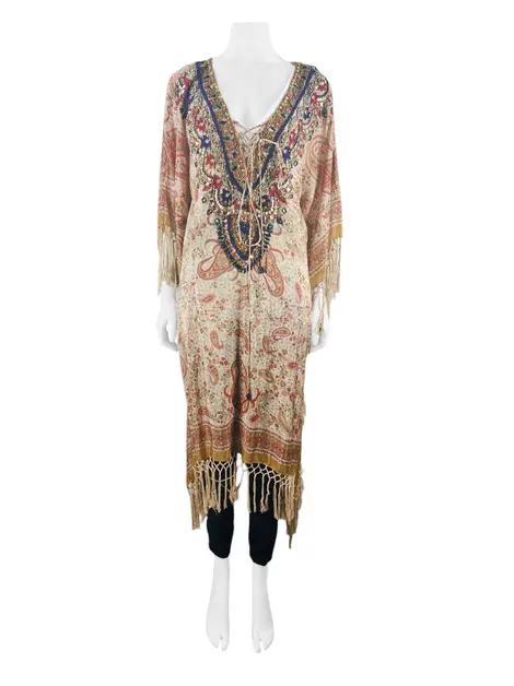 Poncho Mariana Penteado Ibiza Bordado Estampado