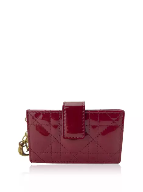 Porta Cartões Christian Dior Lady Dior 5-Gusset Vermelha