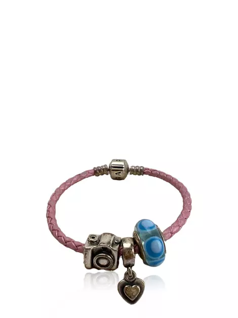 Pulseira Pandora Couro Rosa