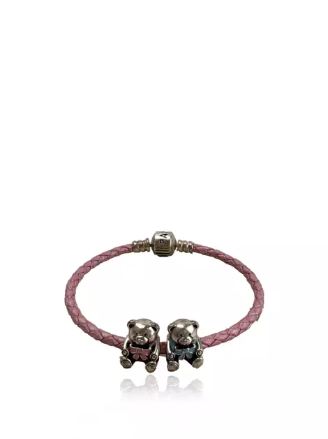Pulseira Pandora Couro Rosa