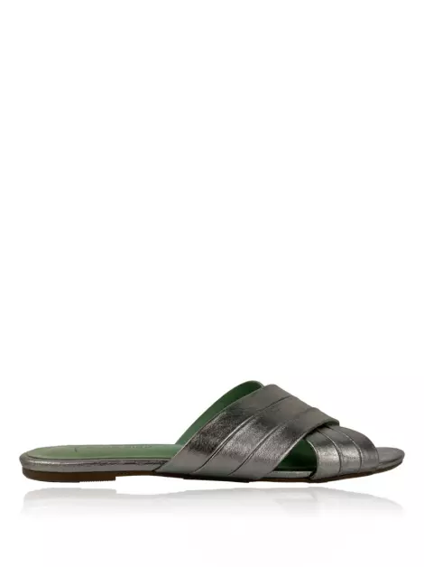 Rasteira Blue Bird Couro Prata