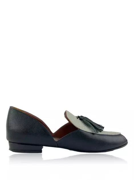 Rasteira Botti Tassel Couro Bicolor