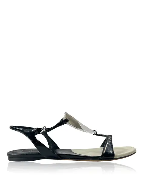 Rasteira Christian Dior Thong Verniz Preta