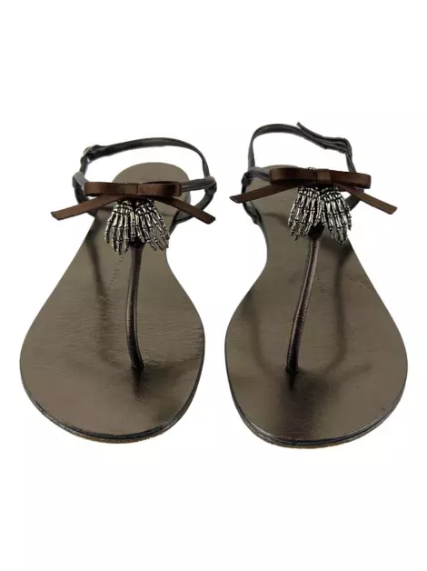Rasteira Giuseppe Zanotti Laço Marrom
