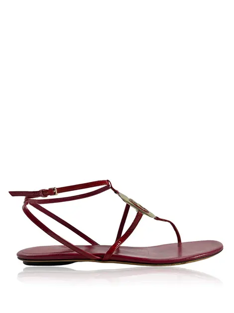 Rasteira Gucci GG Tiras Vermelha