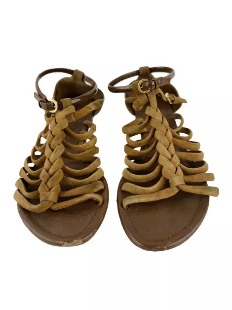 Rasteira Louis Vuitton Mabillon Suede Flat Marrom