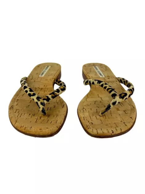 Rasteira Manolo Blahnik Tiras Animal Print