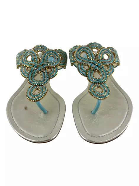 Rasteira René Caovilla Crystal Azul
