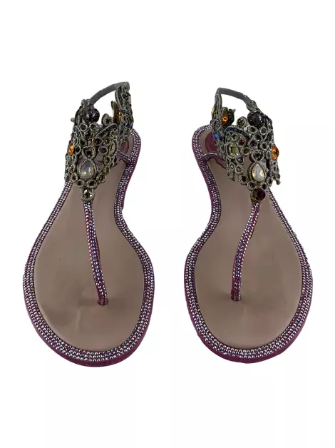 Rasteira René Caovilla Pedras Multicolor