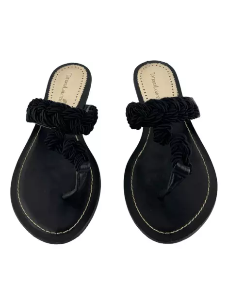 Rasteira Tatiana Loureiro Couro Preto