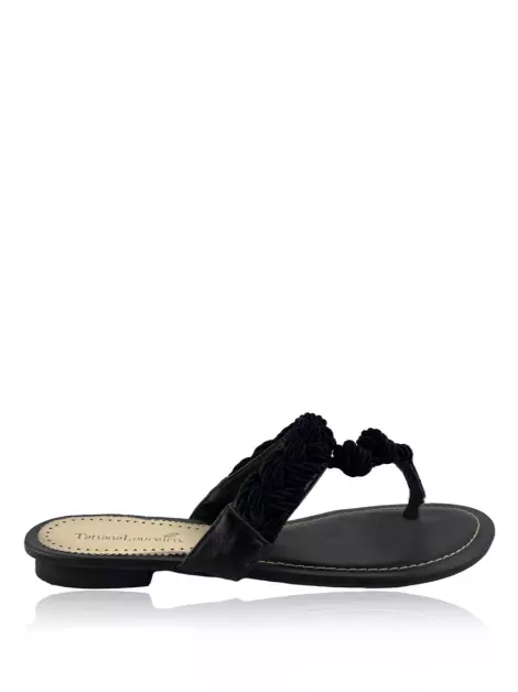 Rasteira Tatiana Loureiro Couro Preto