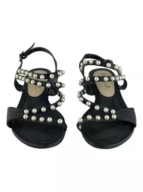 Rasteira Tatiana Loureiro Faux Pearl Cor Preta