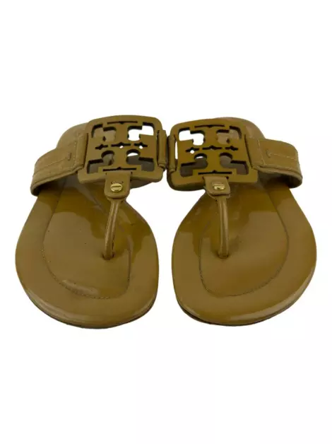 Rasteira Tory Burch Couro Caramelo