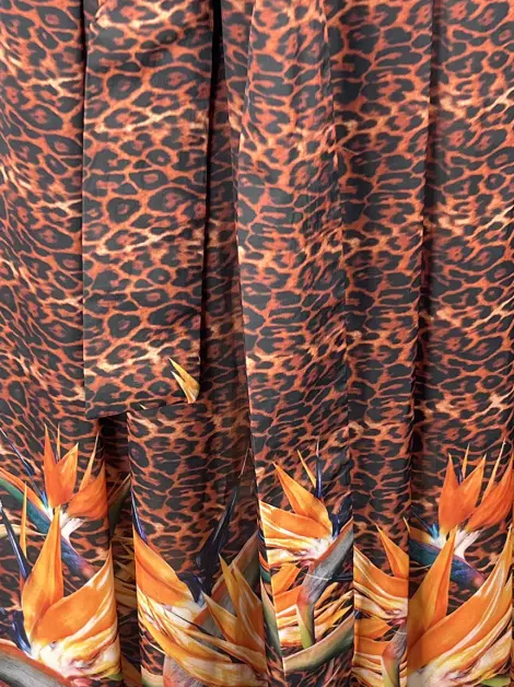 Saia Água De Coco Drapeado Animal Print