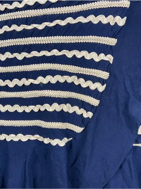 Saia Batô Batô Bordada Azul