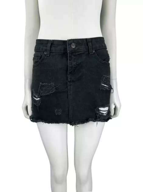 Saia Daslu Basic Destroyed Preto