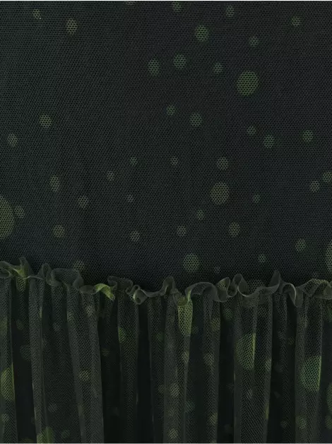Saia Eva Tule Estampa Poá Verde