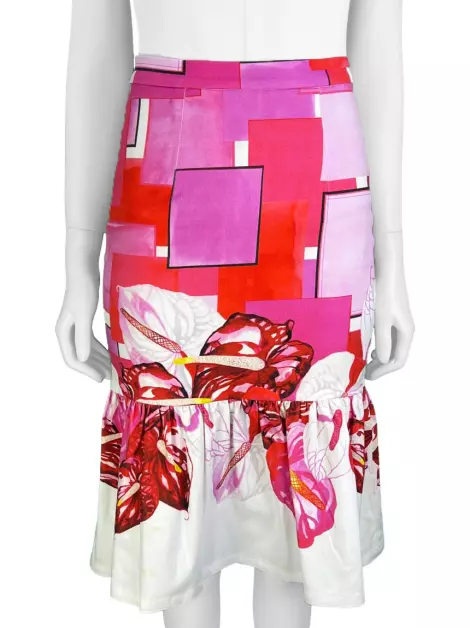 Saia Isolda Midi Estampada Rosa