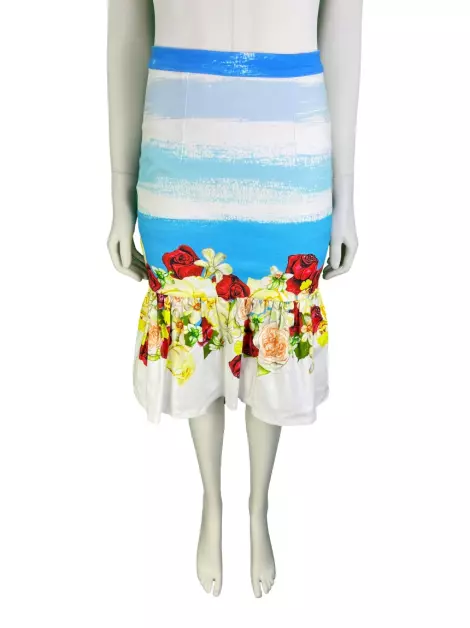 Saia Isolda Midi Floral Azul