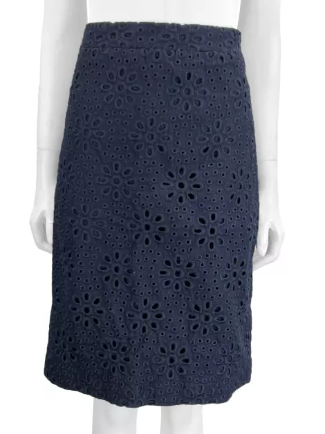 Saia J.Crew Bordada Azul