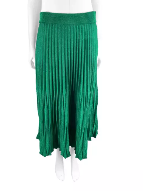 Saia Maje Tricot Plissado Verde
