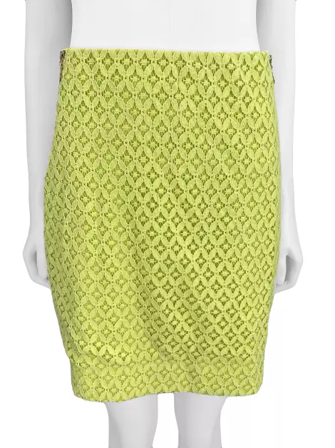 Saia Maria Filó Renda Verde Neon