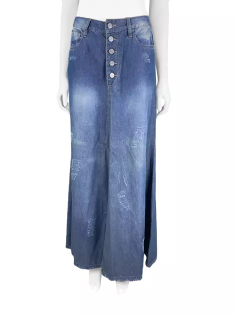 Saia Not Your Basic Denim Longa Jeans Azul