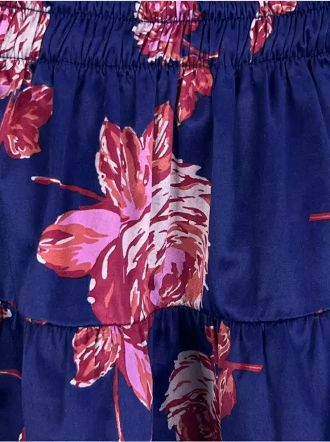 Saia Paola Bimbi Estampa Floral Azul Marinho