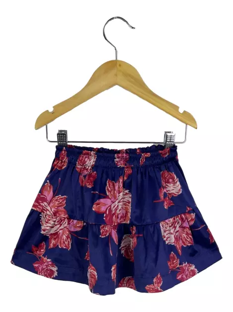Saia Paola Bimbi Estampa Floral Azul Marinho