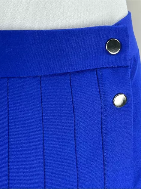 Saia Reinaldo Lourenço Lã Plissada Azul
