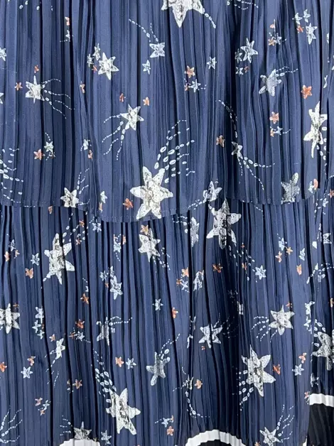 Saia Self-Portrait Tiered Stars Azul Marinho