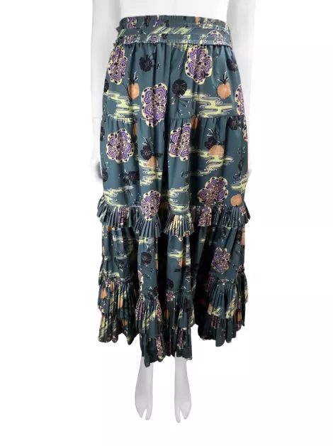 Saia Ulla Johnson Verde Estampada