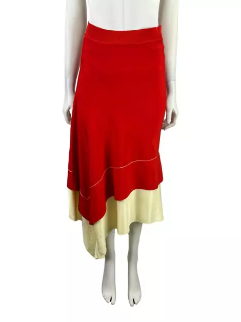 Saia Victoria Beckham Evasê Bicolor