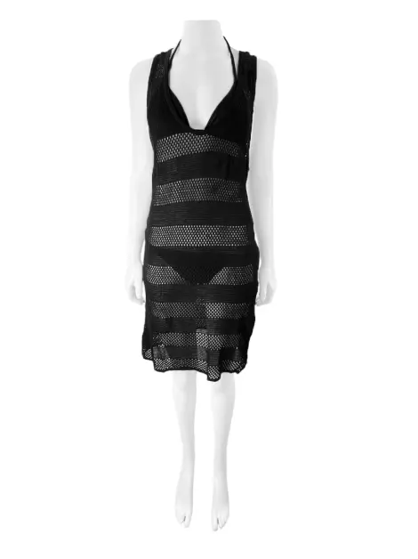 Saída de Praia Triya Vestido Vazado Preto