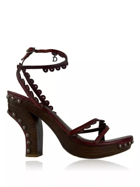 Sandália Christian Dior Wooden Pyhton Vermelha Vintage