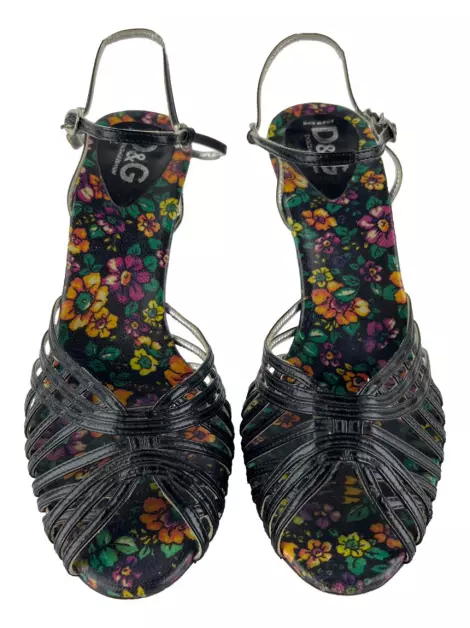 Sandália D&G Verniz Vintage Preto