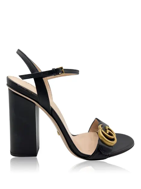 Sandália Gucci Marmont Couro Preta