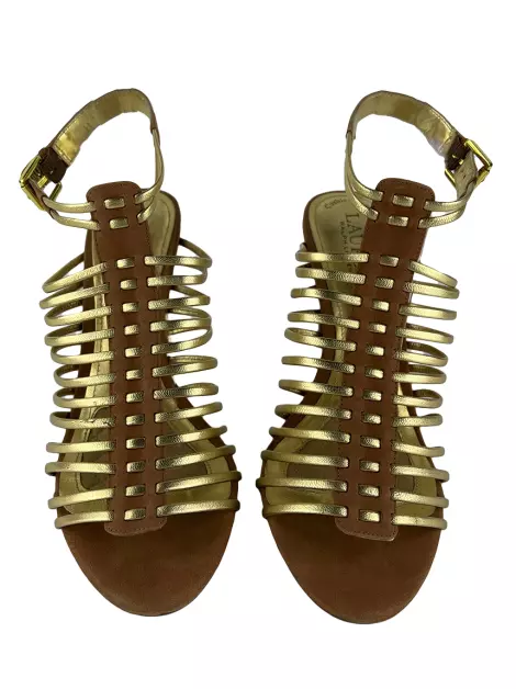Sandália Lauren Ralph Lauren Couro Dourado
