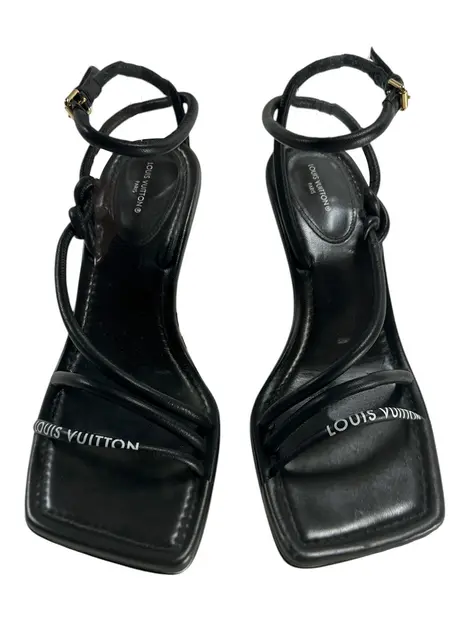 Sandália Louis Vuitton Logo Preta