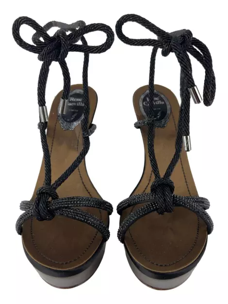 Sandália René Caovilla Ankle Strap Preta