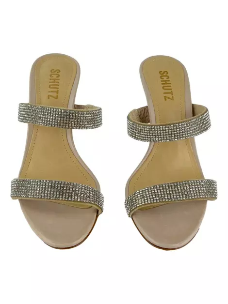 Sandália Schutz Strass Bege