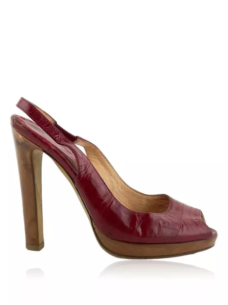 Sandália Sergio Rossi Couro Vermelho