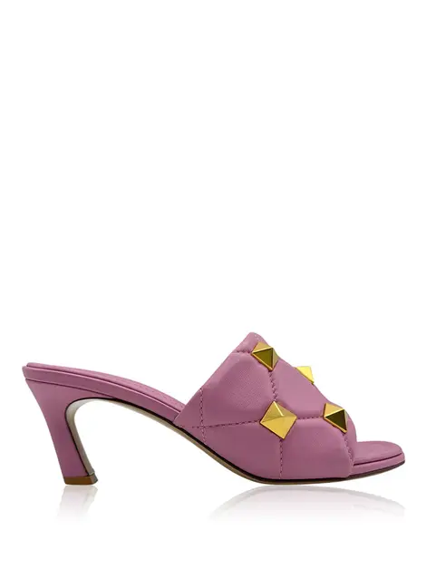 Sandália Valentino Nappa Quilted Roman Stud Rosa