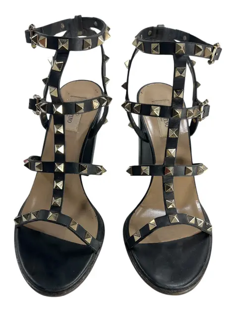 Sandália Valentino Rockstud Block Preta